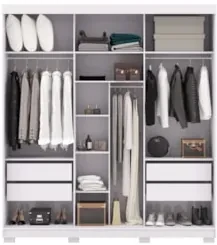 Guarda Roupa Casal 200cm 3 Portas Duke Flex Branco/Camarim V02 - Mpoze