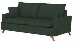 Sofá 200cm 3 Lugares com Almofadas Pés Curvos Veras Suede D05 Verde Es