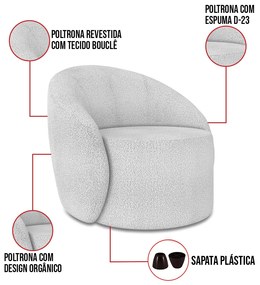 Poltrona Decorativa Orgânica Lua Bouclê D03 - D'Rossi - Cinza