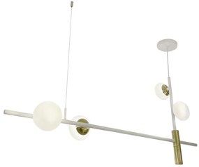 Pendente Viva 90X17,8X46,7Cm Led 20W - Usina 19760/4 Led (BT / CB-P - Branco Texturizado / Cobre Brilho Polído, 3000k, 220v)