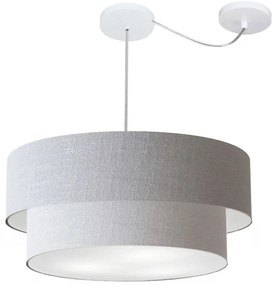 Lustre Pendente Duplo Cilíndrico Com Desvio de Centro Vivare Md-4367 Cúpula em Tecido 55x50cm - Bivolt
