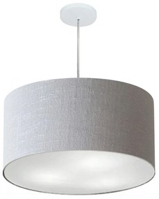 Lustre Pendente Cilíndrico Md-4215 Cúpula em Tecido 55x30cm Rustico Cinza - Bivolt