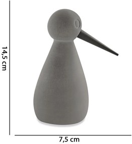 Escultura Pássaro Decorativo Cinza em Cimento 14,5x7,5 cm - D'Rossi