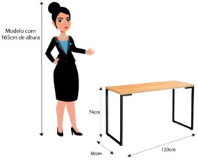 Mesa Escrivaninha Adelle 120cm Para Escritório e Home Office Industrial Nature - ADJ DECOR