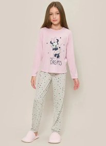Pijama Minnie Rosa Claro em Poliviscose