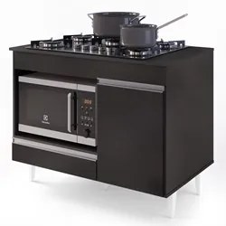 Balcão Multiuso para Cooktop 4 Bocas Georgia Preto - Lumil Móveis