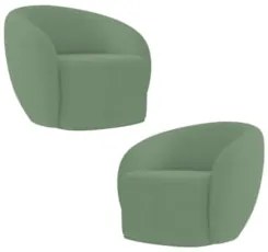 Poltrona para Sala de Estar Orgânica Kit com 2 Garbin K04 Bouclê Verde