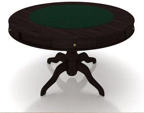 Conjunto Mesa de Jogos Carteado Bellagio Tampo Reversível e 6 Cadeiras Madeira Poker Base Estrela Veludo Rosê/Tabaco G42 - Gran Belo