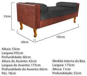 Recamier Félix King Size 195cm Corano Nozes e Linho Chumbo - ADJ Decor