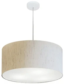 Lustre Pendente Cilíndrico Md-4049 Cúpula em Tecido 50x21cm Linho Bege - Bivolt