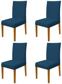 Kit 4 Cadeiras de Jantar Milan Veludo Azul Marinho