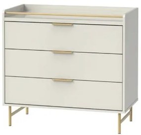 Cômoda Yves 3 Gavetas Cor Off White Com Dourado 90cm - 71101 Sun House