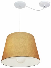 Lustre Pendente Cone Com Desvio Md-4274 Cúpula 30/30x40cm Palha - Bivolt