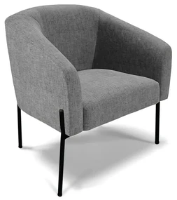 Poltrona Decorativa Pé de Ferro Preto Stella Suede Linho D03 - D'Rossi - A26 Grafite