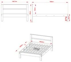 Cama de Casal Madeira CM8005 Nogal/Branco - Tecno Mobili