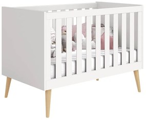 Berço Mini Cama Noah com Pés Retrô Natural - Branco