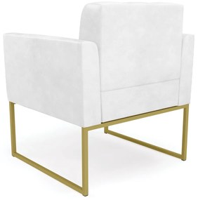 Poltrona Elisa Corano Branco Base Metálica Industrial Dourado - D'Rossi