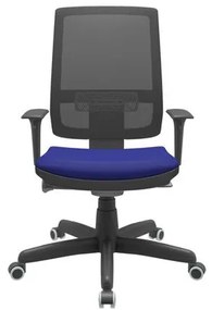 Cadeira Office Brizza Tela Preta Assento Aero Azul Autocompensador Base Standard 120cm - 63692 Sun House