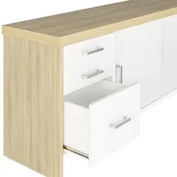 Conjunto Escritório 3 Peças Mesa 158cm Corp A06 Carvalho/Branco - Mpoz