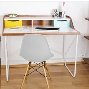 Cadeira Eiffel Charles Eames de Plástico Reciclável Branca com Base de Madeira DSW L15 - Gran Belo