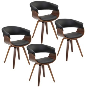 Kit 04 Cadeiras Decorativas para Escritório Recepção Ohana Fixa PU Sintético Preto - Gran Belo