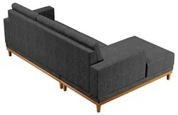 Sofá Living 200cm 3 Lugares Com Chaise Direito Kayrós D05 Linho Chumbo