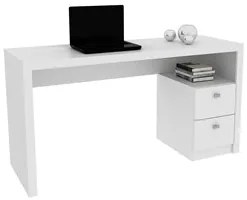 Mesa Para Computador Escrivaninha 2 Gavetas ME4130 Branco - Tecno Mobi