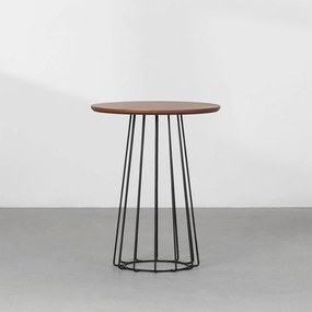 Mesa Lateral Loup Redonda Preto e Nozes - 56,5x45cm