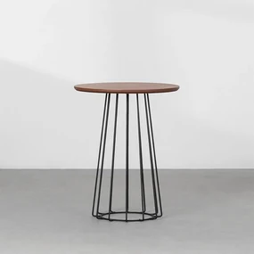 Mesa Lateral Loup Redonda Preto e Nozes - 56,5x45cm