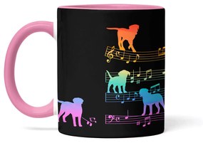 Caneca Cachorros Musicais Arco Iris Dog Lover Rosa