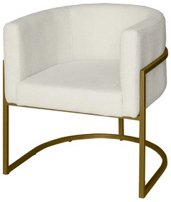 Poltrona Base Industrial Dourado para Sala Lety Bouclê Bege