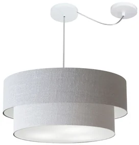 Lustre Pendente Cilíndrico Com Desvio Rustico Cinza MJ-4362 Para Mesa de Jantar e Estar