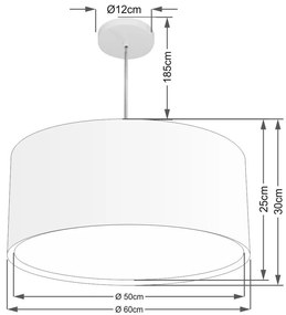 Lustre Pendente Cilíndrico Duplo Vivare Md-4298 Cúpula em Tecido 60x30cm - Bivolt