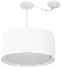 Lustre Pendente Cilíndrico Com Desvio Branco MJ-4308 Para Mesa de Jantar e Estar