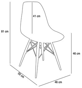 Cadeira Sala de Jantar kit2 Eiffel Eames Base Madeira Nude R02 - D'Rossi