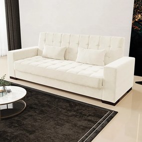 Sofá Cama Decorativo 210cm Beesley Veludo Off White G19 - Gran Belo