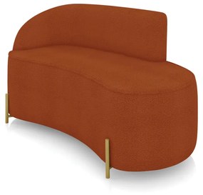 Sofá 2 Lugares Orgânico 140cm Pé Dourado Morgan Bouclê Terra D03 - D'Rossi