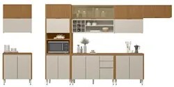 Cozinha Modulada 8 Peças Balcão Com Tampo CP1 Pierre L06 Nature/Off Wh