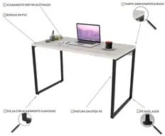 Conjunto Escritório Estilo Industrial Mesa 120cm e Estante 60cm 4 Prat