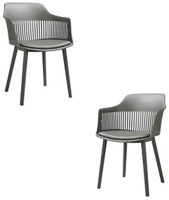 Kit 2 Cadeiras Decorativas Prescott Sala de Jantar PP/PU Cinza G56 - Gran Belo