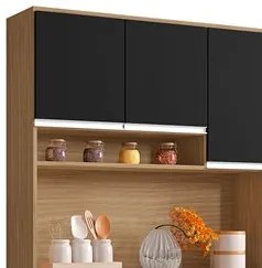 Cozinha Compacta 105cm Com 6 Portas 1 Gaveta Márcia Preto/Amêndoa - AJ