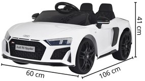 Carrinho Elétrico Infantil Motorizado Audi R8 Spyder com Controle Som 12V Branco G31 - Gran Belo