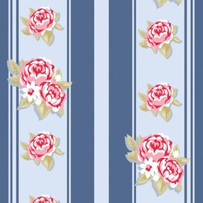 Papel de parede adesivo floral listado azul