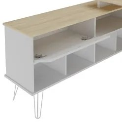 Mesa Escrivaninha Industrial 136cm Dhabi A06 Carvalho/Branco - Mpozena