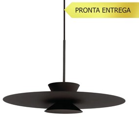 Pendente Tule Ø50X25Cm 1Xmr16 - Usina 25120/50 (PT - Preto Texturizado, Igual a Cor 1)