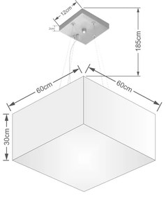 Lustre Pendente Quadrado Vivare Md-4199 Cúpula em Tecido 30/60x60cm - Bivolt