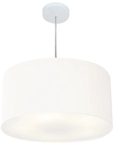 Lustre Pendente Cilíndrico Md-4245 Cúpula em Tecido 50x30cm Branco - Bivolt