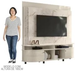 Estante Painel de TV 65 Pol 183cm Ramona Z10 Calacata/Off White - Mpoz