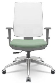 Cadeira Brizza Diretor Grafite Tela Branco Assento Vinil Verde Base RelaxPlax Alumínio - 66000 Sun House