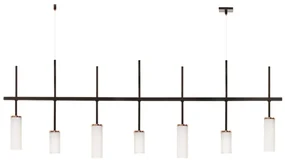 Pendente Fence Retangular Vidro Tubo Haste Assimetrico 130X05X46Cm 7Xg... (GRAFITE / DOURADO BRILHO)